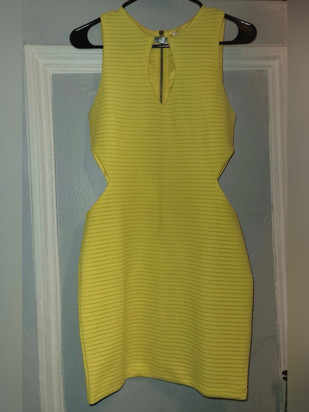 Yellow Sleeveless Mini Dress with Side Cutouts